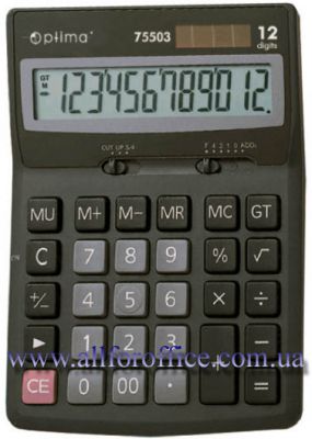 Калькулятор настольный Optima Киев, калькулятор Optima 12 разрядный купить Киев, купить калькулятор бухгалтерский Optima 12 разрядный Киев 