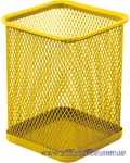 Подставка для ручек прямоугольная, металлическая, желтый