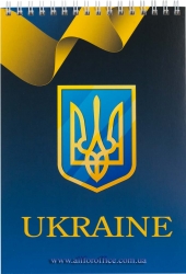 Блокнот на пружине сверху А5 "Україна", 48 л. синий, картонная обложка