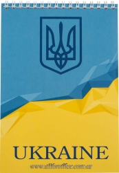 Блокнот на пружине сверху А5 "Україна", 48 л. голубой, картонная обложка